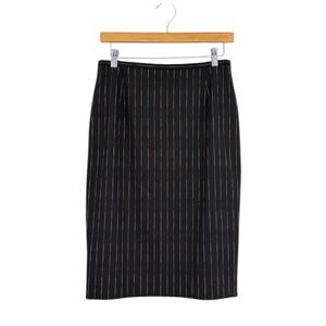 Escada Black Pinstripe Pencil Skirt Wool Blend Lined Career Workwear 38 (US 6)